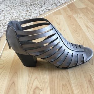 Pewter/Gray Chunky Heel Sandals